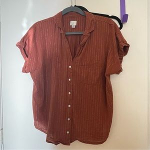 Copper woven button up shirt